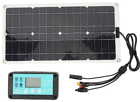 Akozon Panneau Solaire 250W, Taux de Conversion élevé, Double Port USB 12V 24V 48V pour Camping-Car