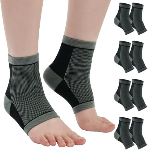 4 Paar Kompressionssocken Damen Herren Sprunggelenkbandage Kompressionsstrümpfe Knöchelbandage Fußbandage Knöchel für Plantarfasziitis Arthritis Verstauchte Fersensporn Sport (Schwarz, 38-42)