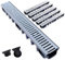 Durabern Entwässerungsrinne Set - 98 mm Ablaufrinne aus verzinktem Stahl, PKW-befahrbar, für Garten, Hof & Terrasse, inkl. 2 Ablaufstutzen (DN 110, DN 50) (5 m)