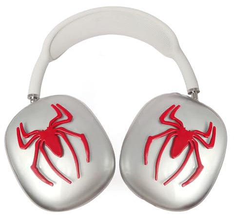 WLHHBO Funda para AirPods Max Metal Spider, fundas transparentes y suaves para hombres y mujeres, accesorios funda protectora para Apple AirPods Max (plata) (rojo)