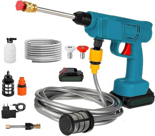 Nettoyeur haute pression sans fil pour batterie Makita 18 V, avec 2 buses, nettoyeur haute pression mobile, avec tuyau de 5 m, chargeur portable, pour voiture, terrasse, fenêtre, pelouse, piscine (1