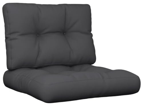 vidaXL Palettenkissen 2-TLG., Palettenpolster für Europaletten, Palettensofa Kissen Indoor Outdoor, Palettenauflage Sitzkissen Rückenkissen, Schwarz Stoff