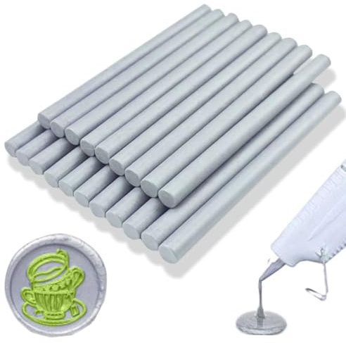 Ioggtser 20 PCS Mini Glue Gun Wax Seal Stick for Stamp, Wedding Invitations, Cards, Envelopes (Silver)