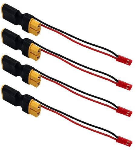 LINSYRC 4 Stücke XT60 Männlich Stecker auf Buchse Adapter mit JST Männlich Stecker 20awg 10cm Kabel für RC Lithium Akku Drohne Quadcopter