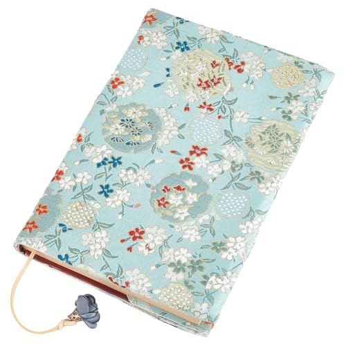 craspire Buchumschlag Passend Für Größe A5 8,3 x 6,5 Zoll Weicher Satinstoff Vintage Blumenmuster Waschbare Buchhülle Lesezeichen Hardcover Taschenbuch Softcover Buchschutz Für Buchliebhaber