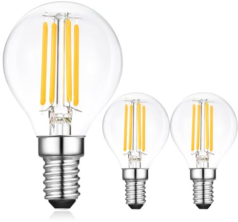 Sokkldccd E14 Led Light Bulb Golf Ball, SES Small Screw Light Bulb, G45 Globe 4W Led Bulbs, Warm White 2700K, 40W Equivalent, Pack of 3