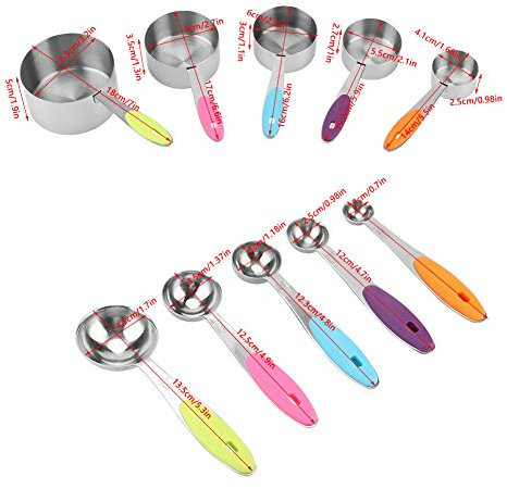 10Pcs Stainless Steel Measuring Spoons, for Baking Teaspoon with Color Design, Dishwasher-Safe, Convenient Storage with Metal