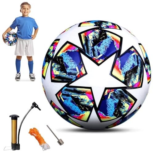 Ronronner Fußball 2025, Regulärer Nr. 5-Ball, Fußballliebhaber Geburtstagsgeschenk Regelmäßiges Spiel und Training für Kinder und Erwachsene, Football mit Pumpe, 22 cm Durchmesser