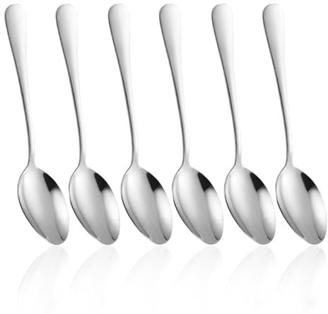 MVPACKEEY 6pcs Stainless Steel Teaspoon Set, Modern, Silver, 13.5L x 3W cm, Dishwasher Safe