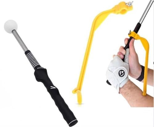 wlertcop Retractable Golf Training Aids - Golf Swing Training Aid, Adjustable Golf Grip Trainer for Posture Correction, Golf Grip Trainer Attachment - Strength Tempo Training for Chipping Hitting