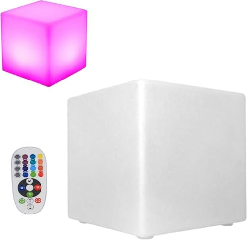 AOAPUMM LED quadratischer Hocker Beleuchteter Würfel Hockersitz Würfel Dekoratives Licht Dimmbarer Sitz mit Infrarotsensor-Fernbedienung 7 Farben