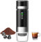 VHV Machine à Café Portable de Voyage,12V Chauffage Rapide 3 En 1 Cafetiere Portable, Auto-Chauffage de 4 à 6 Minutes, Grandes Capsules,Café Moulu,Pour Le Camping,Bureau,Maison,Voiture (Noir)