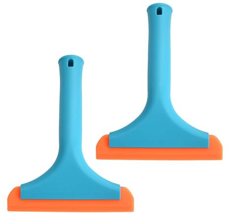 2 PCS Silicone Shower Squeegee, Blue Glass Scraper, Car Water Blade, Window Cleaner Tool, Shower Screen Wiper, Small Squeegee for Window, Glass, Mirror, Shower Door, 19 X15 X 3 cm