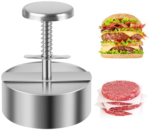 Presse à hamburger réglable de 11,5 cm – Moule anti-adhésif et bouton à ressort en acier inoxydable 304 pour hamburger pour bœuf, légumes, viande, barbecue, barbecue de fête