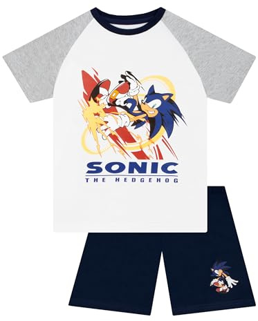 Sonic The Hedgehog Boys Pyjamas, Summer Pyjama Set, Gaming Short Pjs For Boys, Grey 5-6 Years