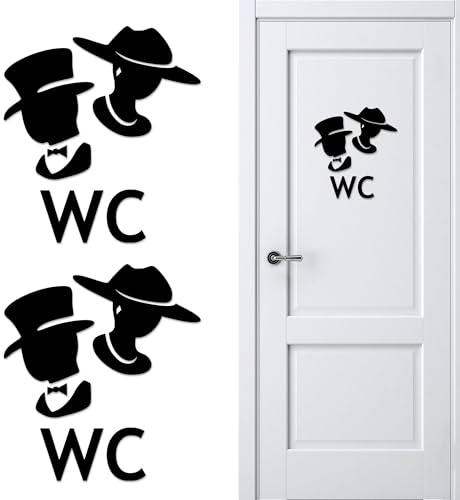 Toilet Signs for Door British-Style 2PCS Set, for Bathroom, Self-Adhesive | Self-Adhesive Toilet Sign Stickers – Classic Ladies Gentlemen Symbols for Bathroom – Office or Cafe – Decorative
