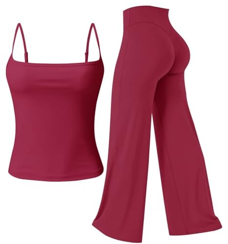 JN JANPRINT Gym Sets for Women 2 Piece Scoop Neck Cami Tank Tops Straight Leg Bottoms Yoga Outfits Tracksuit