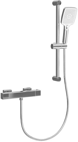 Duscharmatur mit Thermostat Set, Duschthermostat Mischbatterie Wandmontage mit Brausegarnitur | Handbrause | Thermostat Dusche Set mit 38 °C Sicherheitstaste