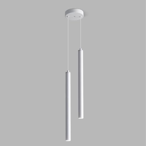 LIGKIN Hängeleuchte LED Moderne 2-flammig Kronleuchte Minimalistische Design LED Pendelleuchte Aluminium 50CM Hängelampe Weiß für Esszimmer Schlafzimmer Wohnzimmer