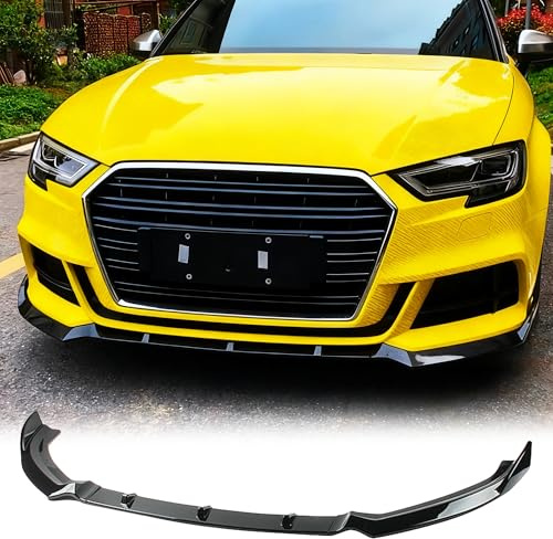 MUTUSAISI Séparateur Lèvre Avant pour Audi S3 A3 S-Line 3 III (Phase 2) 8V 2017-2020,Voiture becquets Avant Pare-Chocs Corps pelles Garde Spoiler Accessoires(Noir Brillant)