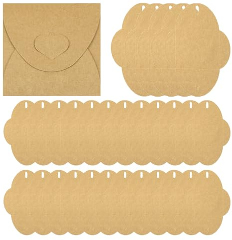 WYAN 30 Pièces Kraft Enveloppe, Enveloppes avec Fermeture Coeur - 12.7x12.7cm Marron Enveloppes, Enveloppe sans colle pour Cartes Cadeaux, Bricolage, Graffiti, Festival, Carte Vœux