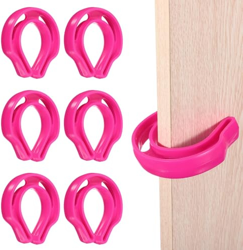 PATIKIL 6 PCS Door Pinch Guard, Door Slam Stopper Finger Pinch Guard Slam Preventer Durable First Responder Wedge C Shaped Plastic for Slamming Doors Pets Locked in Rooms, Pink