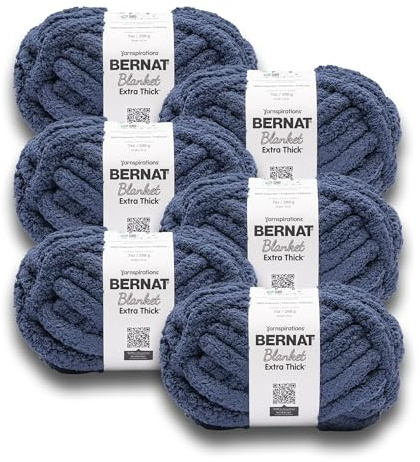 Bernat Extra dickes dunkelblaues Garn, 1 Packung mit 1200 g, 100% Polyester, #7 Jumbo, 144 Yards, grobes Garn zum Handstricken/Häkeln