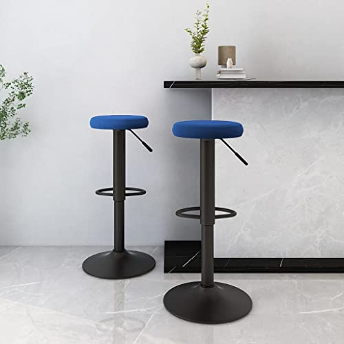 Tonture Barhocker 2 STK. Blau Samt, Höhenverstellbar mit Gasfeder, Drehbar 360°, Moderner Counter Stool für Küche & Esszimmer