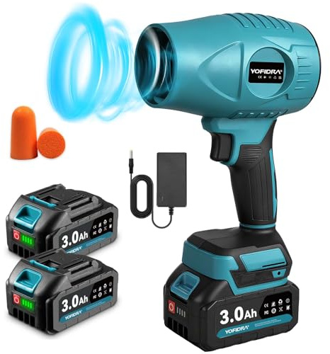 Yofidra Turbo Gebläse, 160m/s Akku Laubbläser | 280,000 RPM Bürstenloses Laubbläser Akku, mit 2 3000mAh Akkus, Handgebläs für Garten, Auto, Terrasse & Outdoor