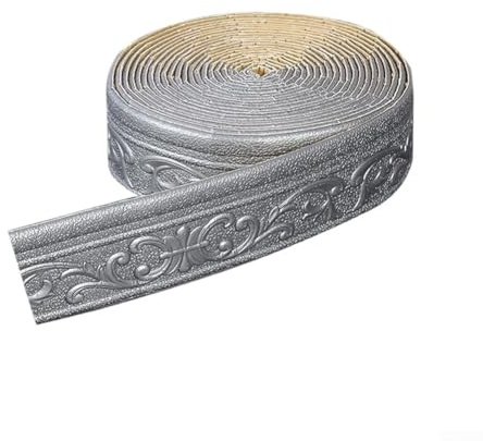 Selbstklebende 3D Flexible Tapete Kantenleiste 10m x 8cm x 5mm Wasserdichte XPE-Schaumstoff-Bordüre für Wände, Decken und Türen (Grau)