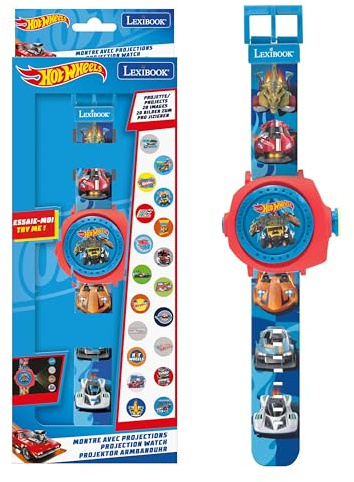 Lexibook, Hot Wheels, Projektionsuhr, DMW050HWLXB | Digital, 20 Projektionen, verstellbares Armband, drehbarer Objektivring, Uhrzeit/Datum, Batterie inklusive, blau