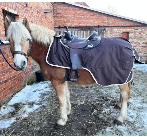 Brama-West Regen-Ausreitdecke Pferd 600D mit Fleecefutter - Active Ride Nierendecke - wasserdicht, Winddicht & atmungsaktiv – für Western & Englisch – Braun (135)