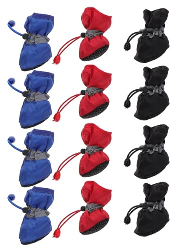 RORPOIR Set da 3 Stivali da Pioggia per Cani Piccoli, Scarpe Antiscivolo Impermeabili Interno Caldo in Cotone, Regolabili, per Passeggiate e Protezione Zampe