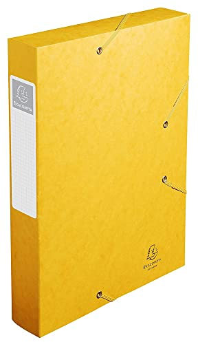 Exacompta 16006H Premium Sammelbox mit Gummizug 60 mm breit aus extra starkem Colorspan-Karton mit Rückenschild für DIN A4 Archivbox Heftbox Dokumentenbox Zeichenbox Sammelmappe gelb