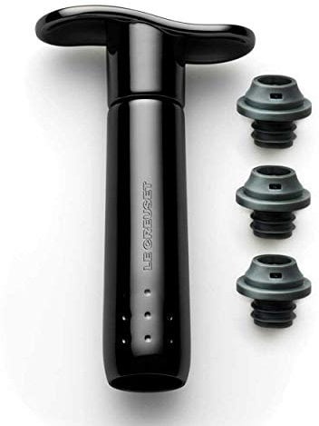 Le Creuset WA-137 Wine Accessories Wine Pump and 3 Stoppers, Black