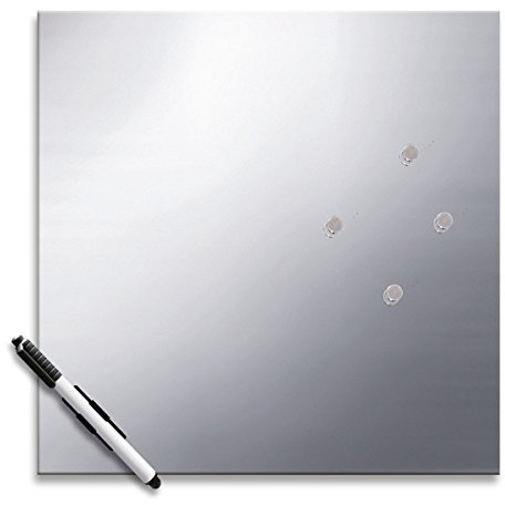 Eurographics Memo Board MB-MIRROR3030 Magnet- und Schreibtafel aus Glas/Spiegel (inklusiv Stift + Magnete) Mirror, 30x30cm