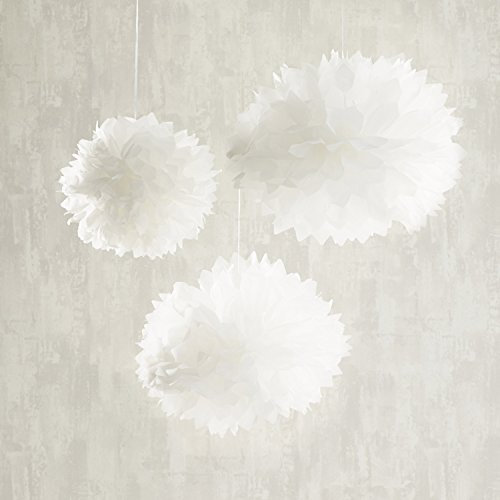 Lights4fun 3er Set Seidenpapier Pompoms crème