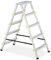 Relaxdays Trittleiter klappbar, 5 Stufen, Aluminium, 150 kg, beidseitig begehbar, H x B x T 103 x 45,5 x 92,5 cm, Silber
