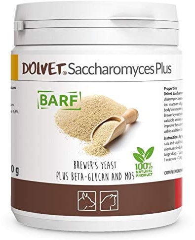PETS Dolfos Dolvet Saccharomyces Plus 300g Brewer's yeast Prebiotic Beta Glucan for Dogs & Cats BARF 100% Natural