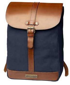 DRAKENSBERG Canvas Rucksack 'Charly' für Damen und Herren - im puristischen Vintage-Design, nachhaltig handgemacht für jeden Tag, 15L - Marine-Blau, DR00158