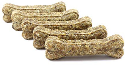 DOGBOSS 100% Natur Kauknochen Hundeknochen speziell für Welpen ab der 16. Lebenswoche & Seniorhunde, Rinderhaut mit Ente & Apfel, 5 Stück 17 cm