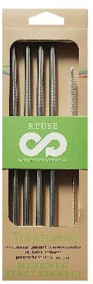 Doraplast Dora´s Glasflasche 4 Stück Stahlset Trinkhalme mit Bürste