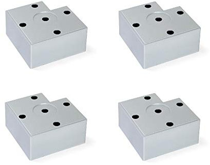Emuca - Gambe per Mobili, Piedi per Mobile in Plastica Colore Grigio Metallizzato, Set di 4 Piedini di Altezza 45 mm, Grigio Metallizzato, h 45 mm