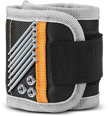Flexzion Magnetic Wrist Band Tool Holder Magnetic Wristband for Holding Screws, Nails, Drill Bits, Unique Carpentry Tool Belt Magnet Strap, DIY Cool Fathers Day Tool Gifts for Men, Husband, Dad