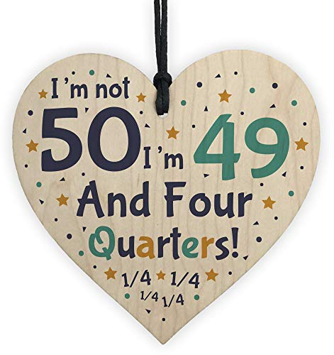 Red Ocean Handmade Wooden Heart 50th Brithday Novelty Gift For Friend Birthday Party Accessories
