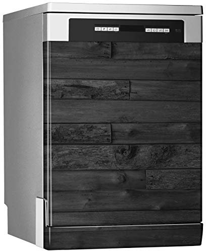 MEGADECOR Vinyle décoratif pour lave-vaisselle, dimensions standard 67 cm x 76 cm, planches irrégulières en bois noir