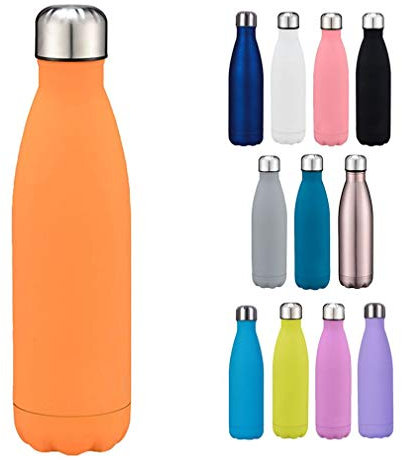 COMVIP 500ml Bouteille d'eau Sport Gourde INOX Isotherme sans BPA C: Orange