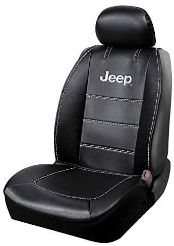 Plasticolor 008631R01 Black Jeep Logo Seat Cover with Embroidered High Contrast Stitching 3-Piece Sideless Style, Single