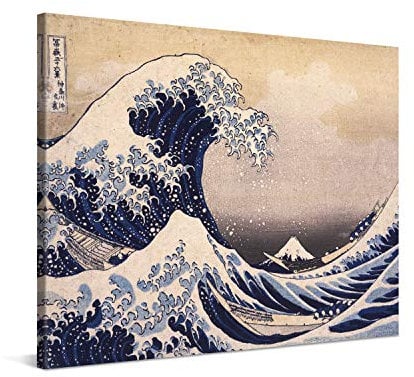 PICANOVA – Katsushika Hokusai – The Great Wave Off Kanagawa 100x75cm – Bild auf Leinwand – Premium Kunstdruck Auf 2cm Holz-Keilrahmen Für Schlaf- Und Wohnzimmer – Klassische Kunst