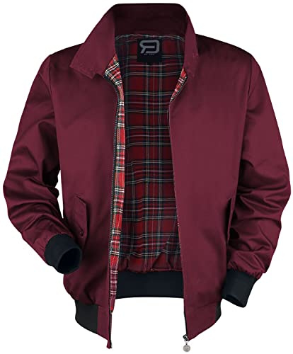 RED by EMP Herren bordeaux rote Bomberjacke mit Stehkragen und kariertem Innenfutter